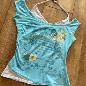 Women’s Aqua Blue Short‑Sleeve Top